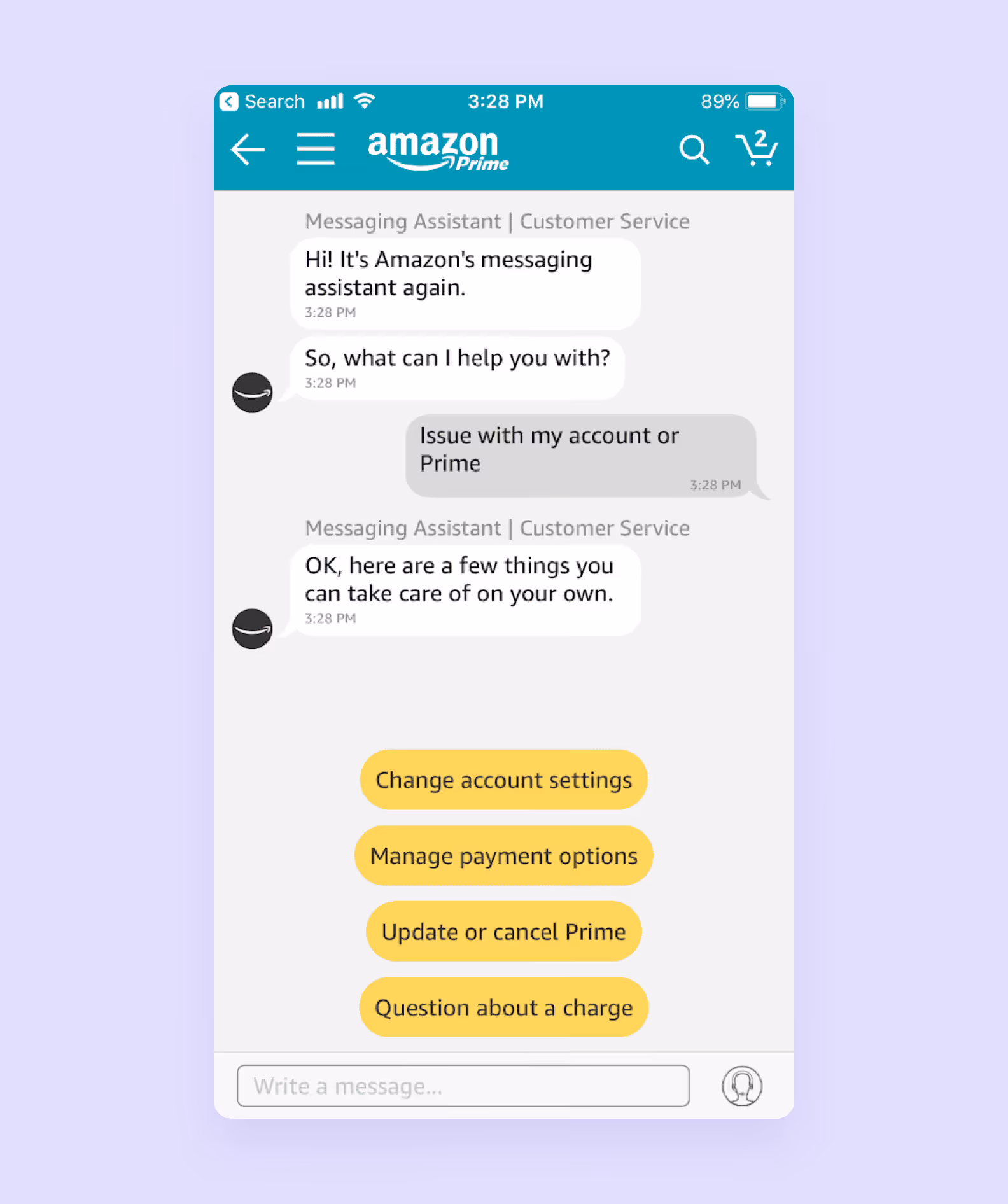 Here’s what the support service with a chatbot may look like.