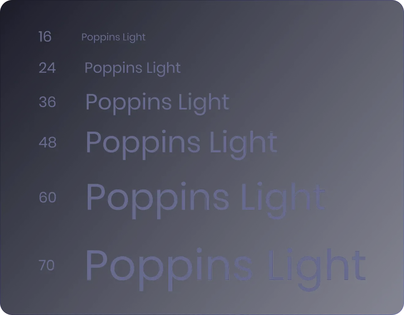 Font size samples of Poppins Light