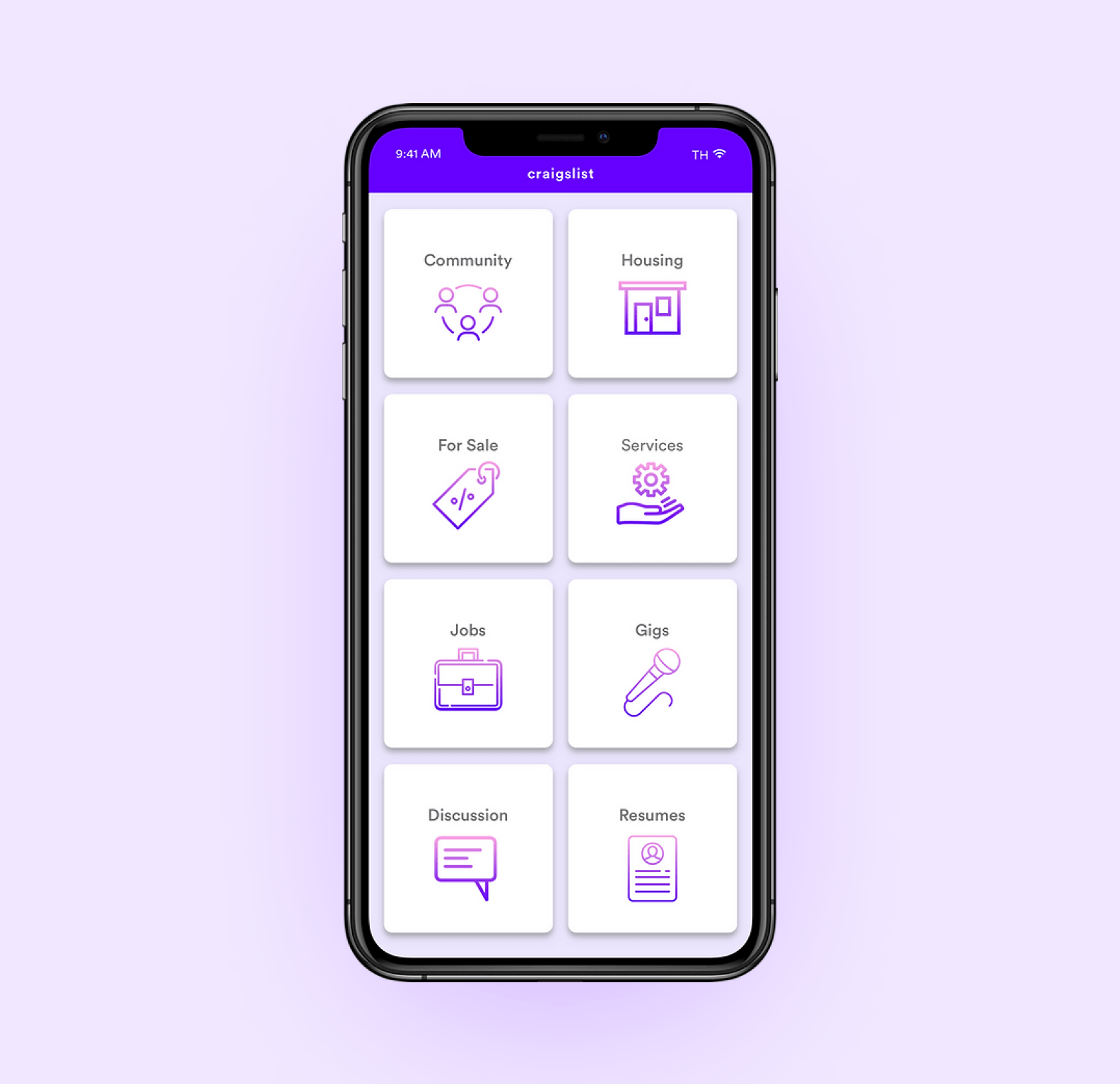 Search categories on Craigslist