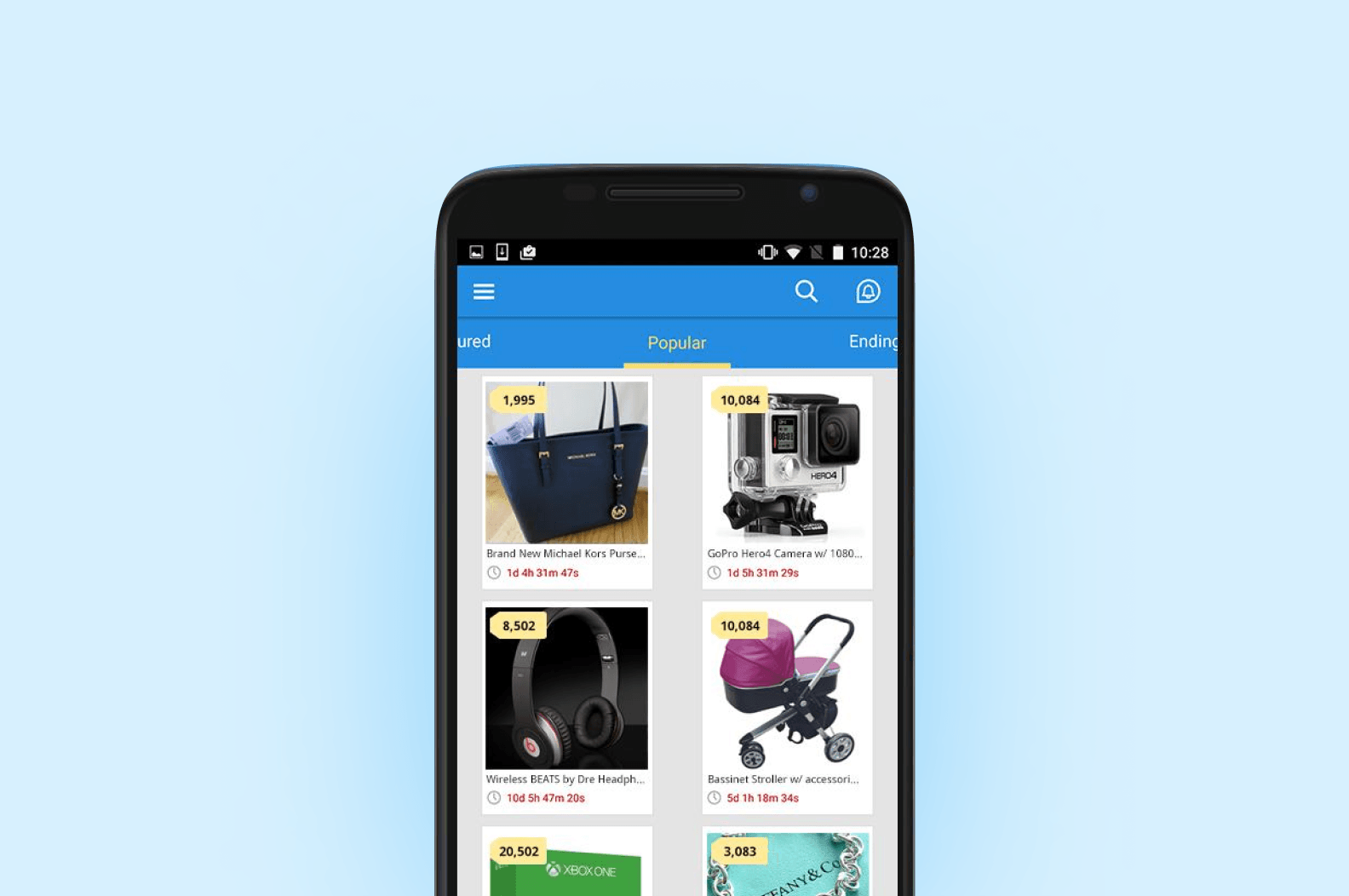 Listia interface: search results