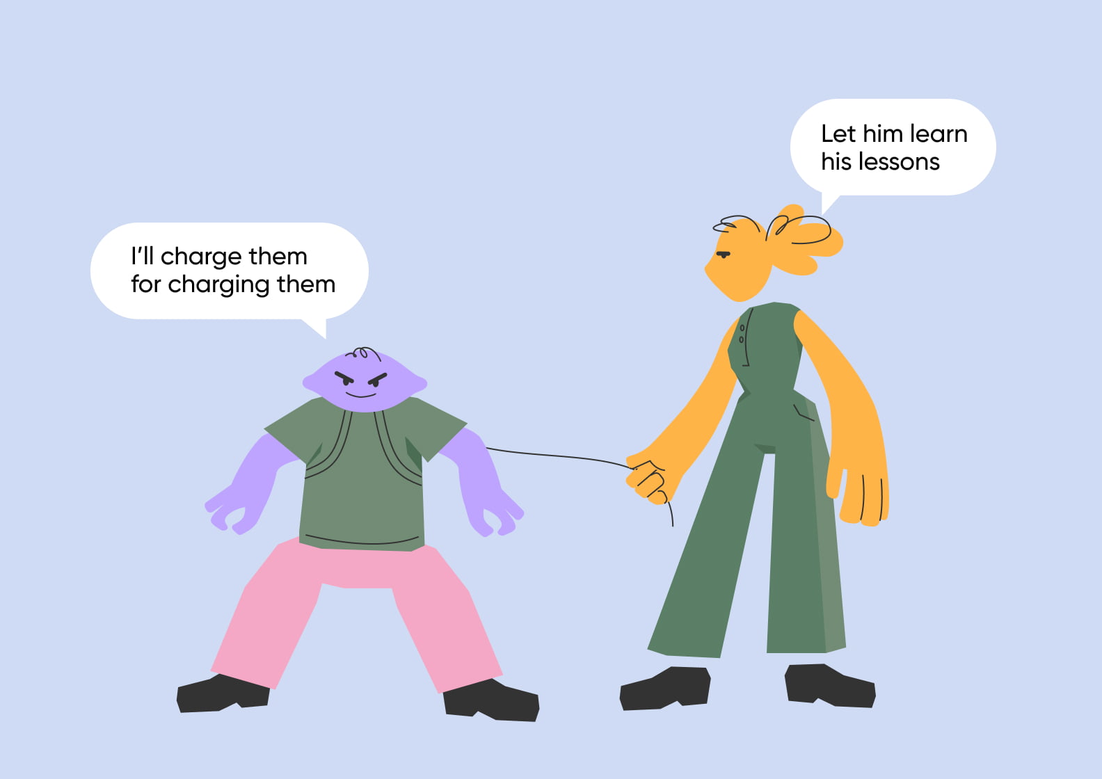 Two people are talking