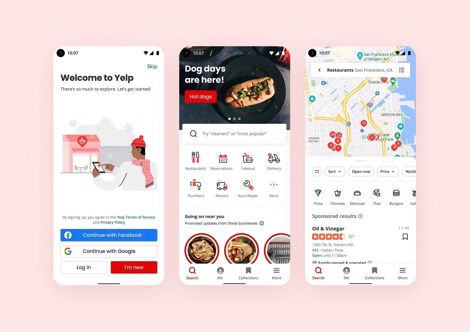 Yelp app screenshots