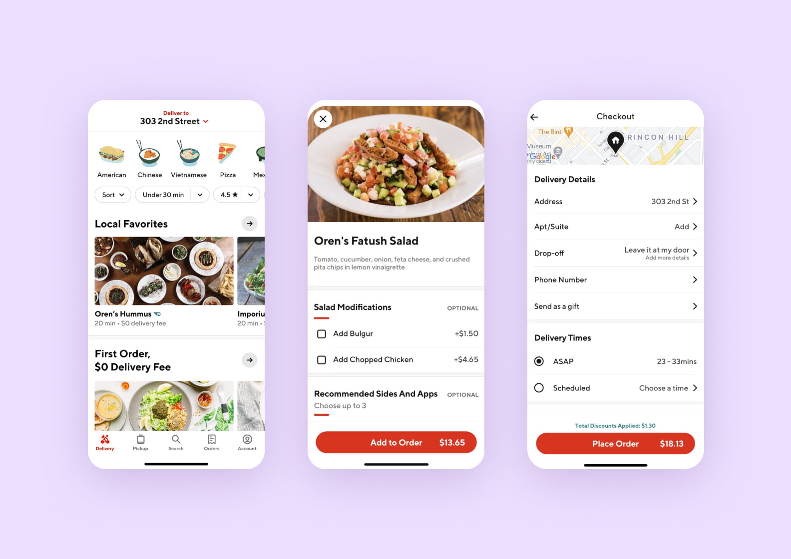 Doordash app screenshots