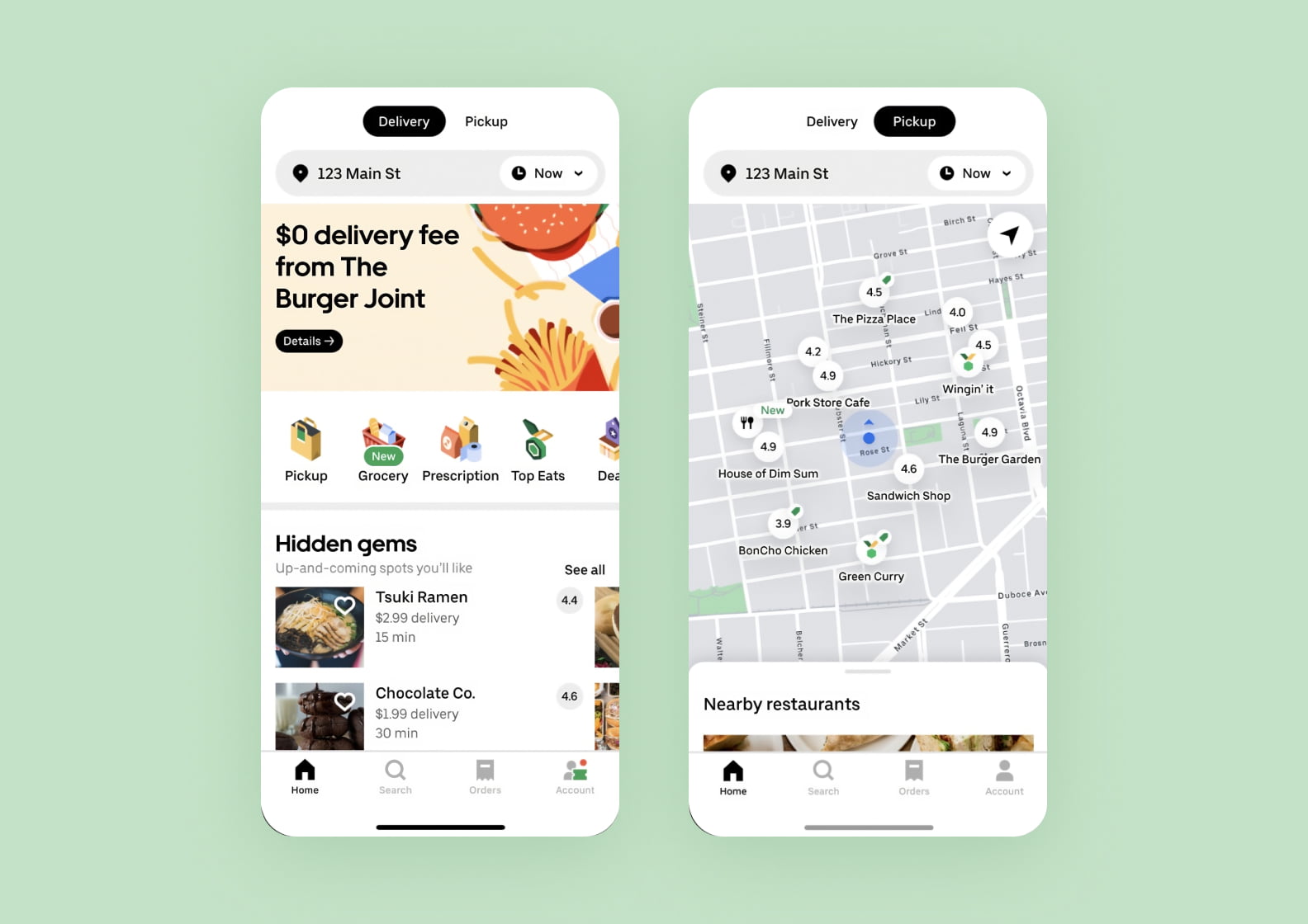 UberEats app screenshots