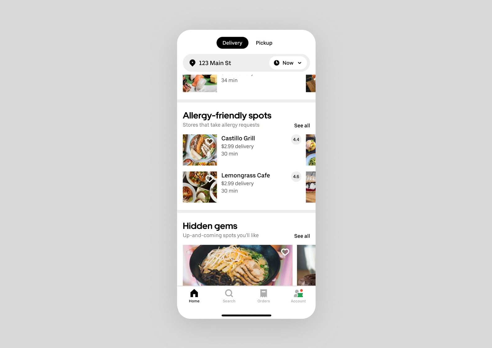 Choosing a delivery spot in UberEats app