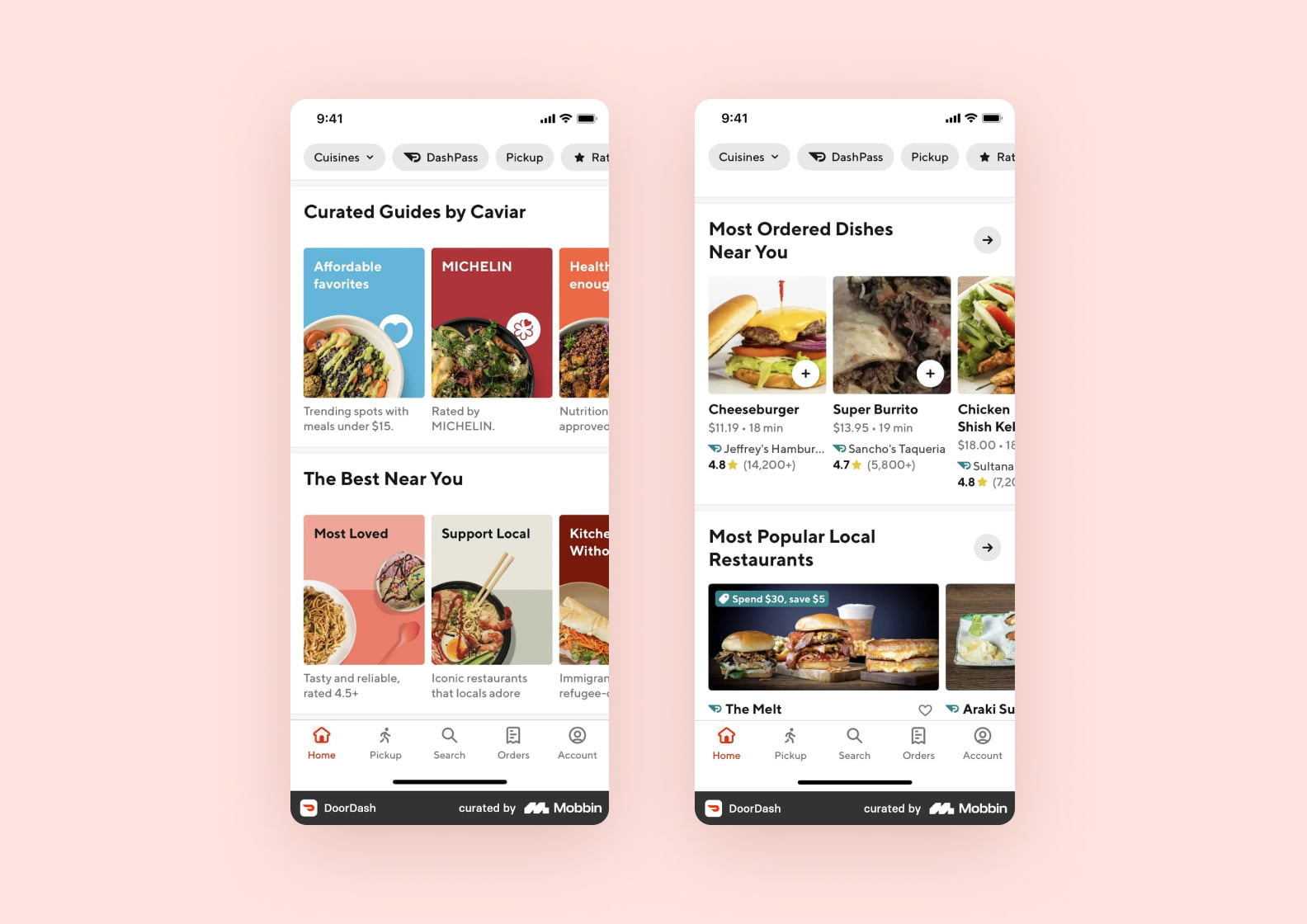 Ratings and reviews in thea food delivery app DoorDash