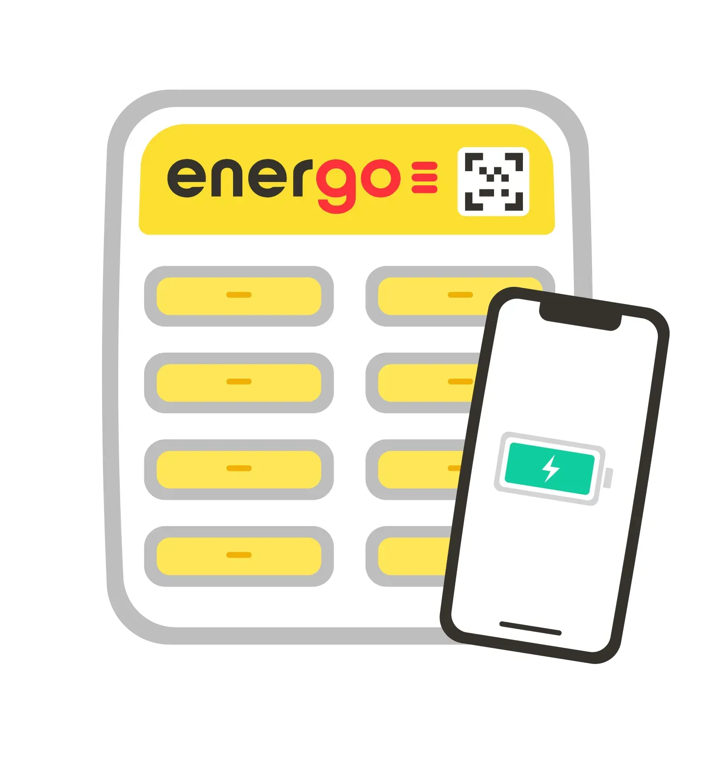 Energogo charging station with smartphone