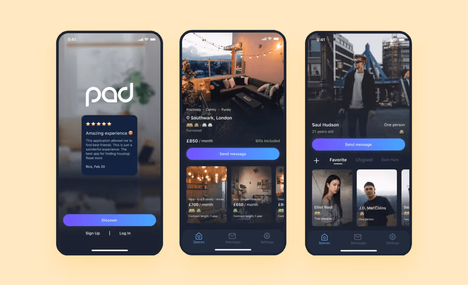 real estate app interface