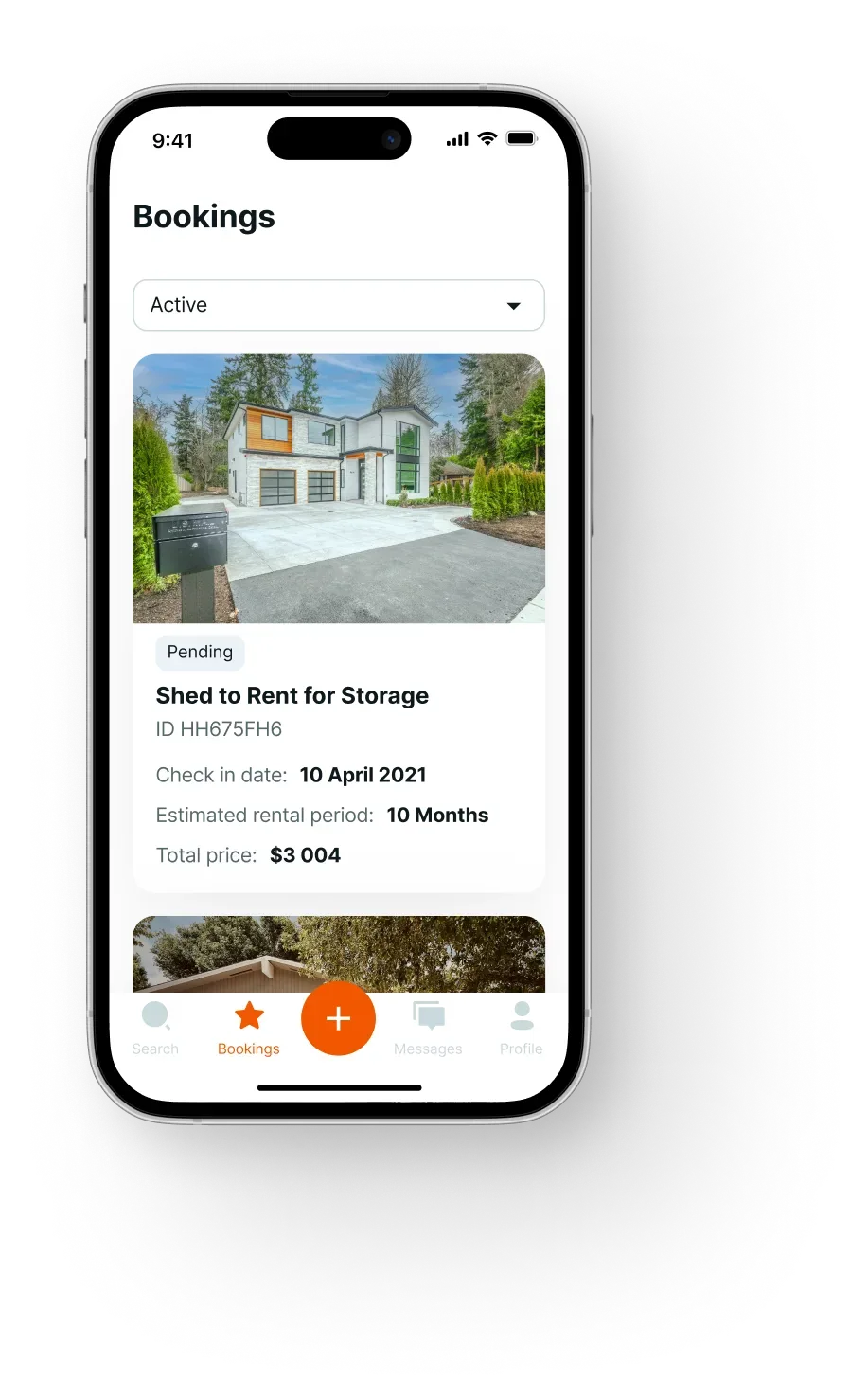 Mobile app bookings screen
