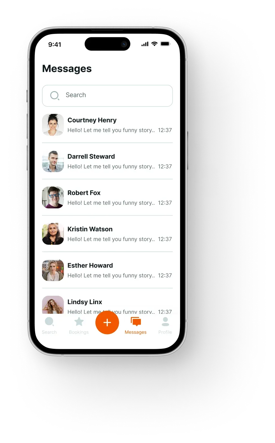 Mobile app messaging interface screen