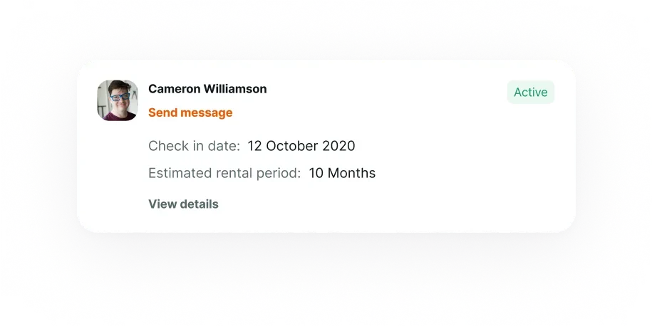 User profile with rental details