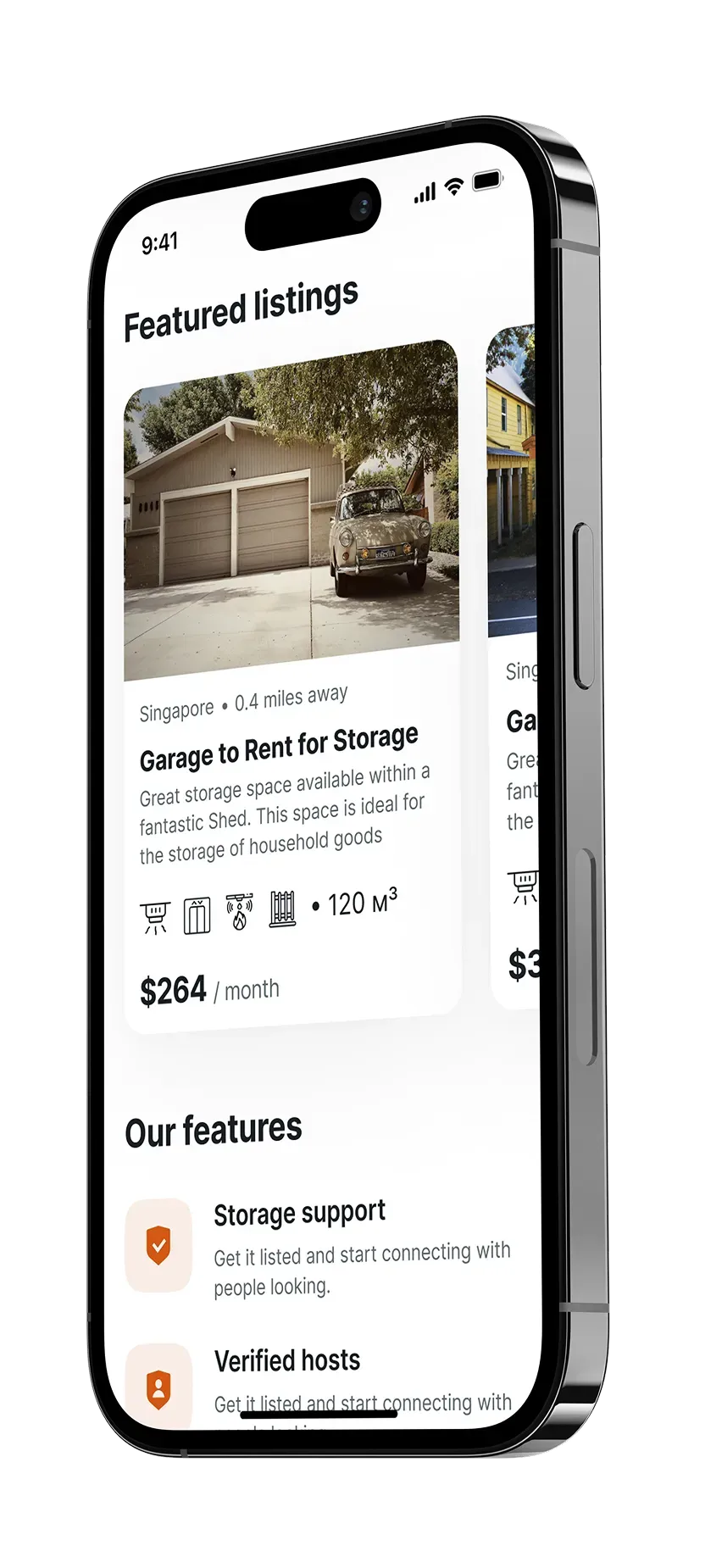 Mobile app featured listings screen
