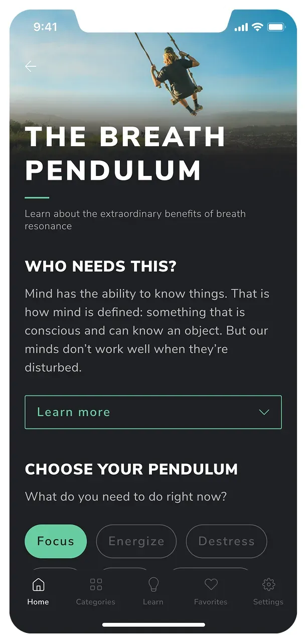Mobile app onboarding screen for breath guidance