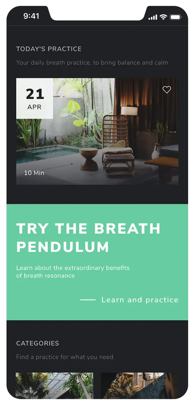 Mobile app daily practice screen