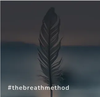 Feather with hashtag #thebreathmethod