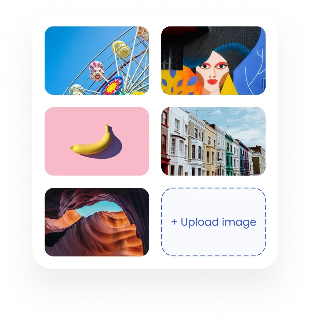 Image upload interface with thumbnails