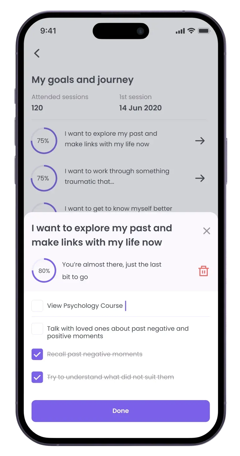 Task selection in mobile app goal setting