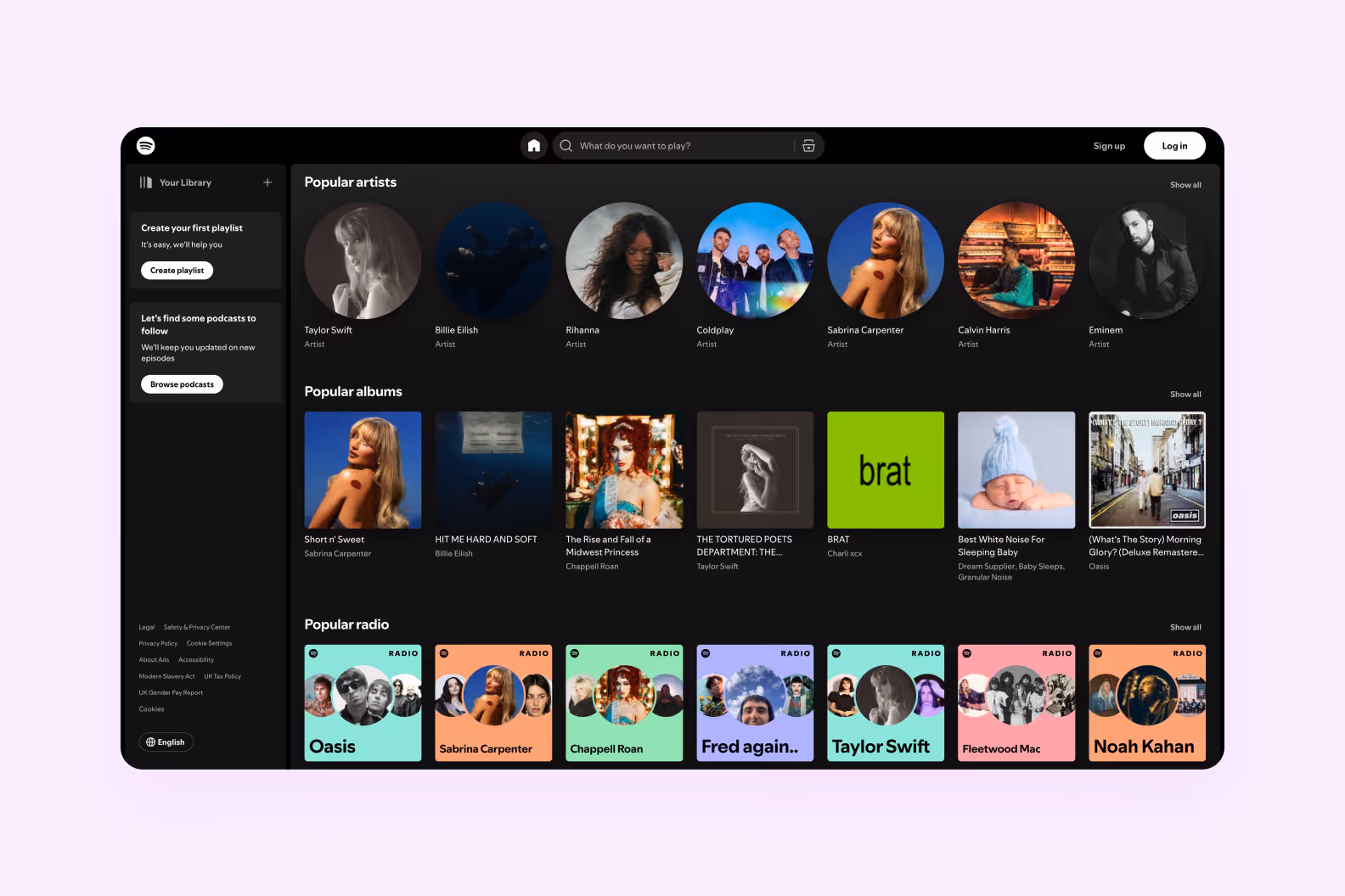 веб плеер Spotify на open.spotify.com