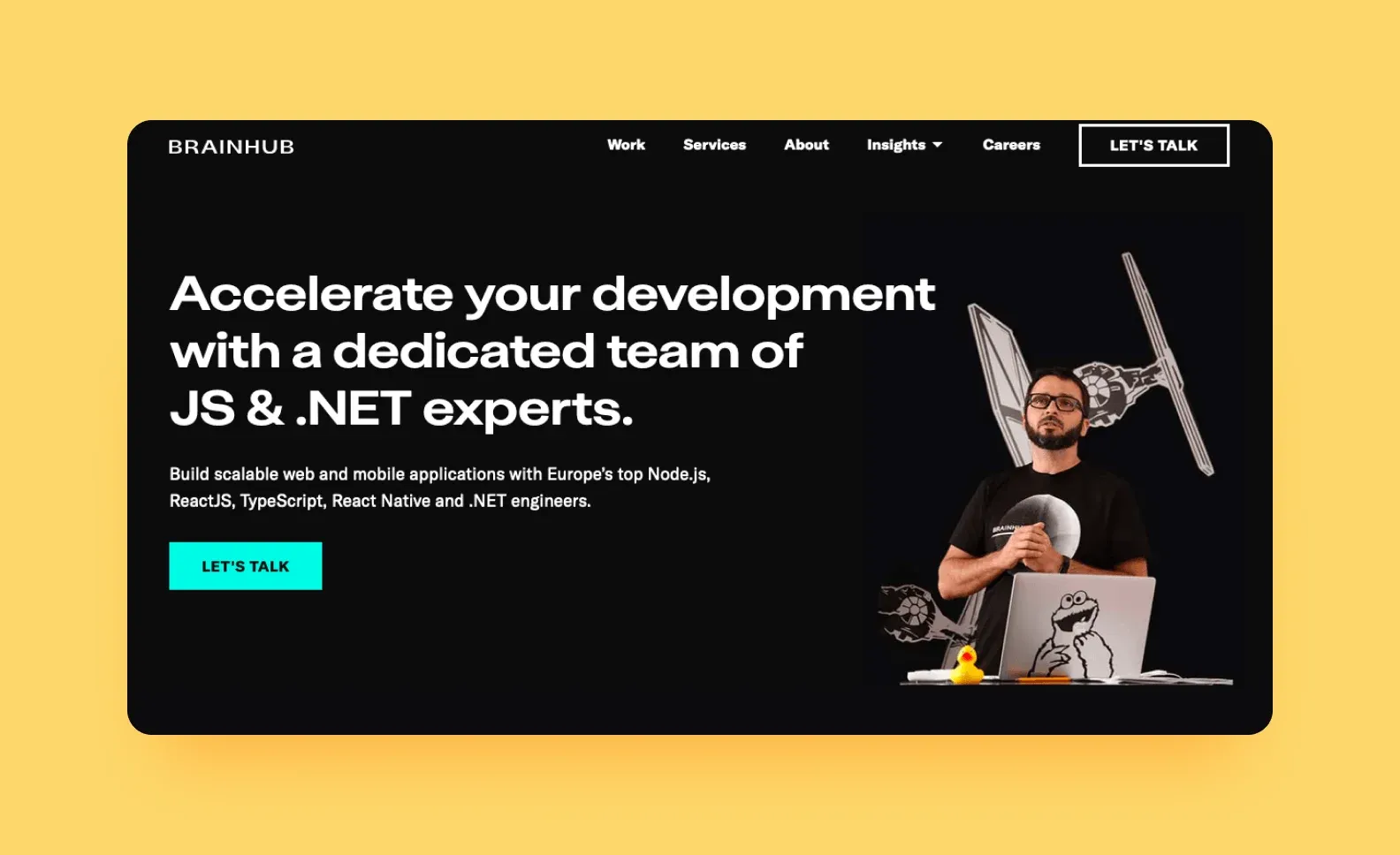 Brainhub website homepage: Accelerate your development with a dedicated team of JS and .NET experts