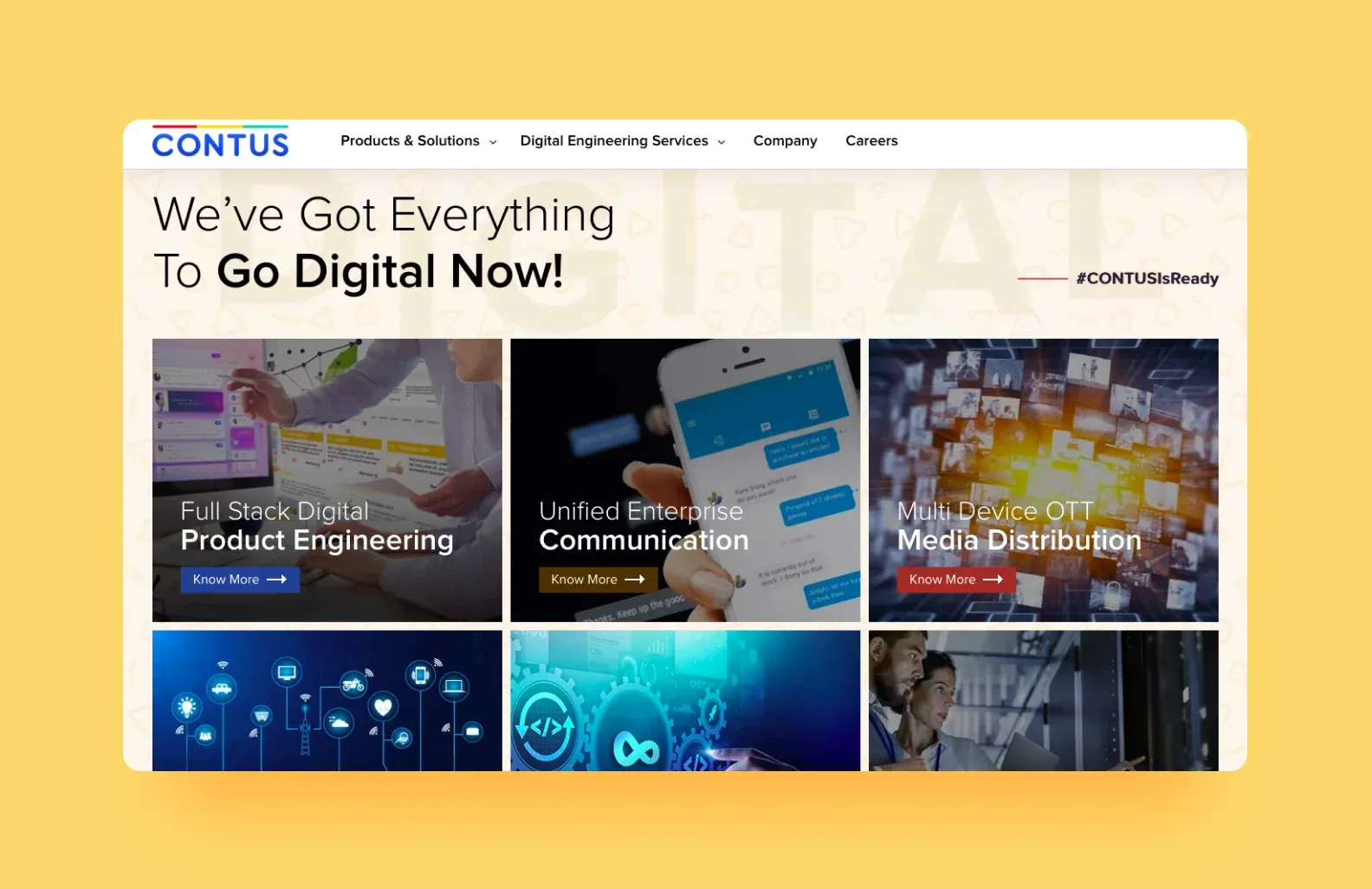 Contus website homepage with headline We've Got Everything To Go Digital Now