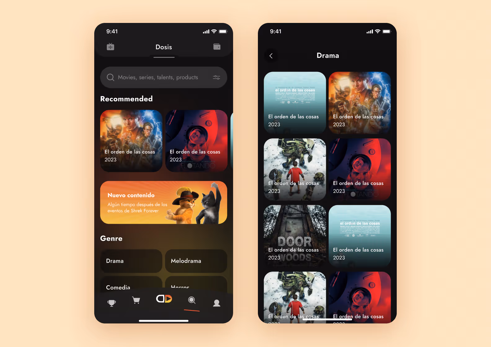 A screenshot of the Dosis Smart TV app