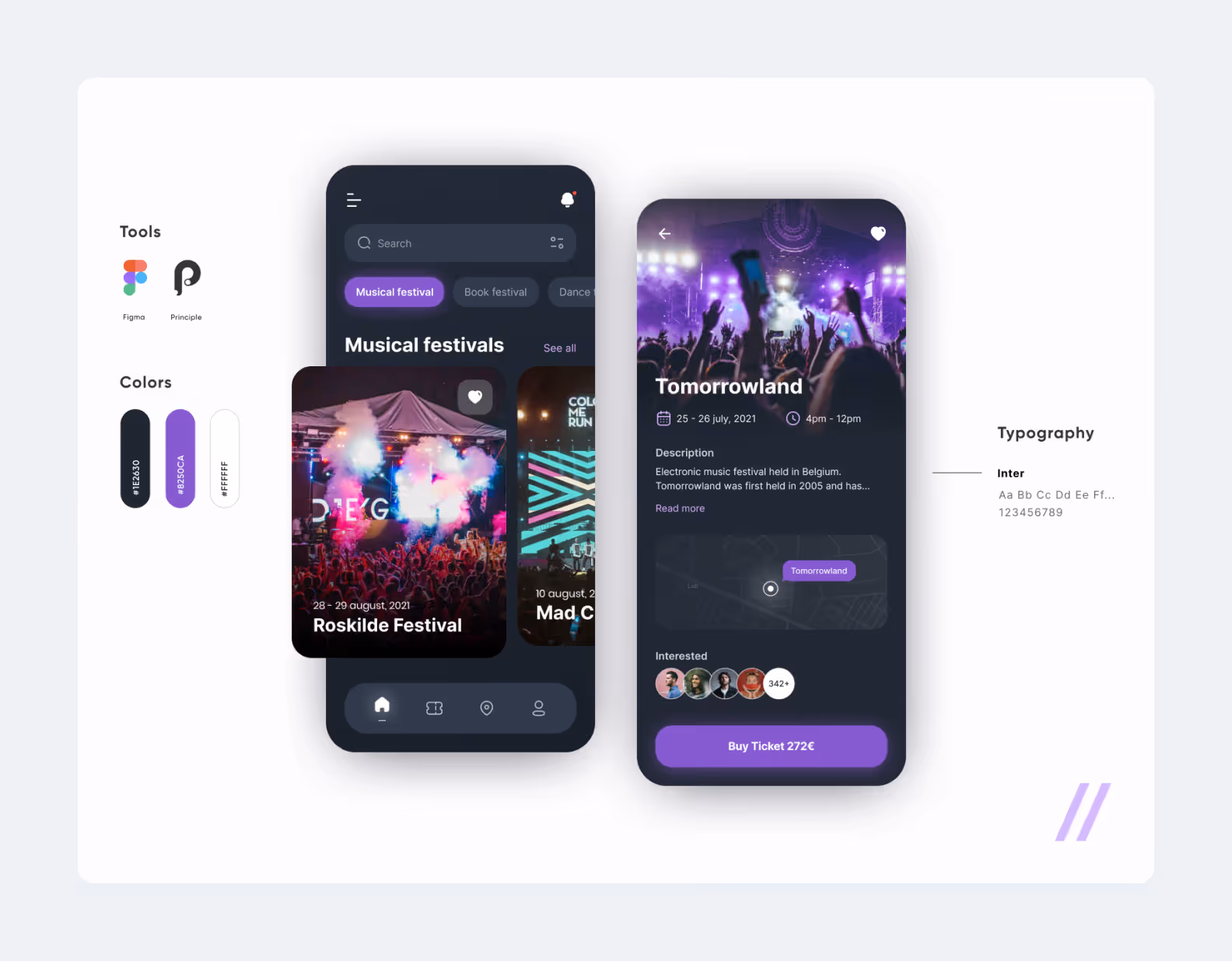 UI design of a party organizing mobile app by Purrweb