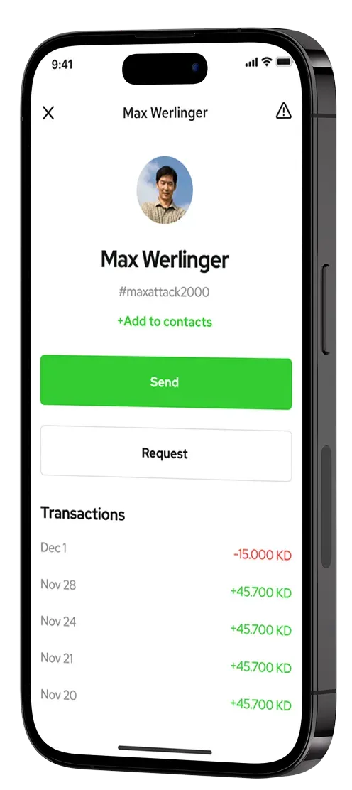 Mobile app user profile with transaction history