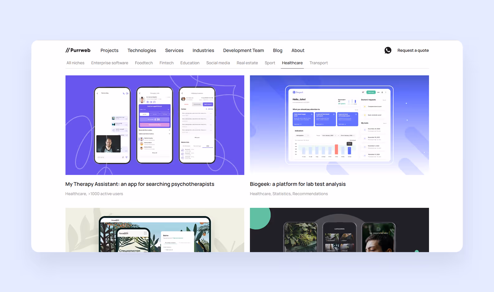 Purrweb’s portfolio