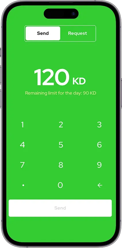 Mobile app money transfer screen
