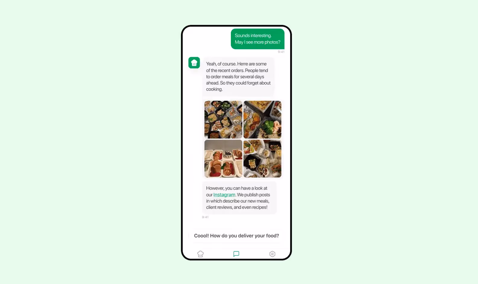 food delivery app chatbot