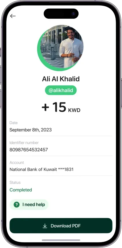 Mobile app user profile screen