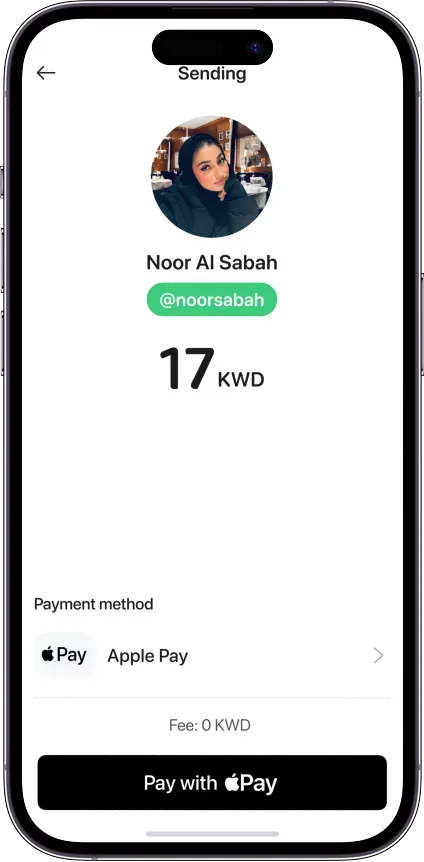 Mobile payment app sending screen