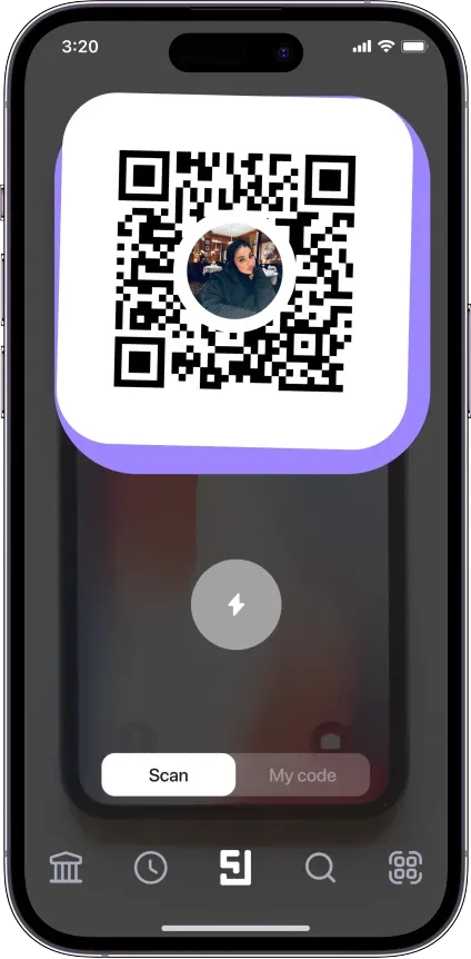 QR code scanning interface on mobile app