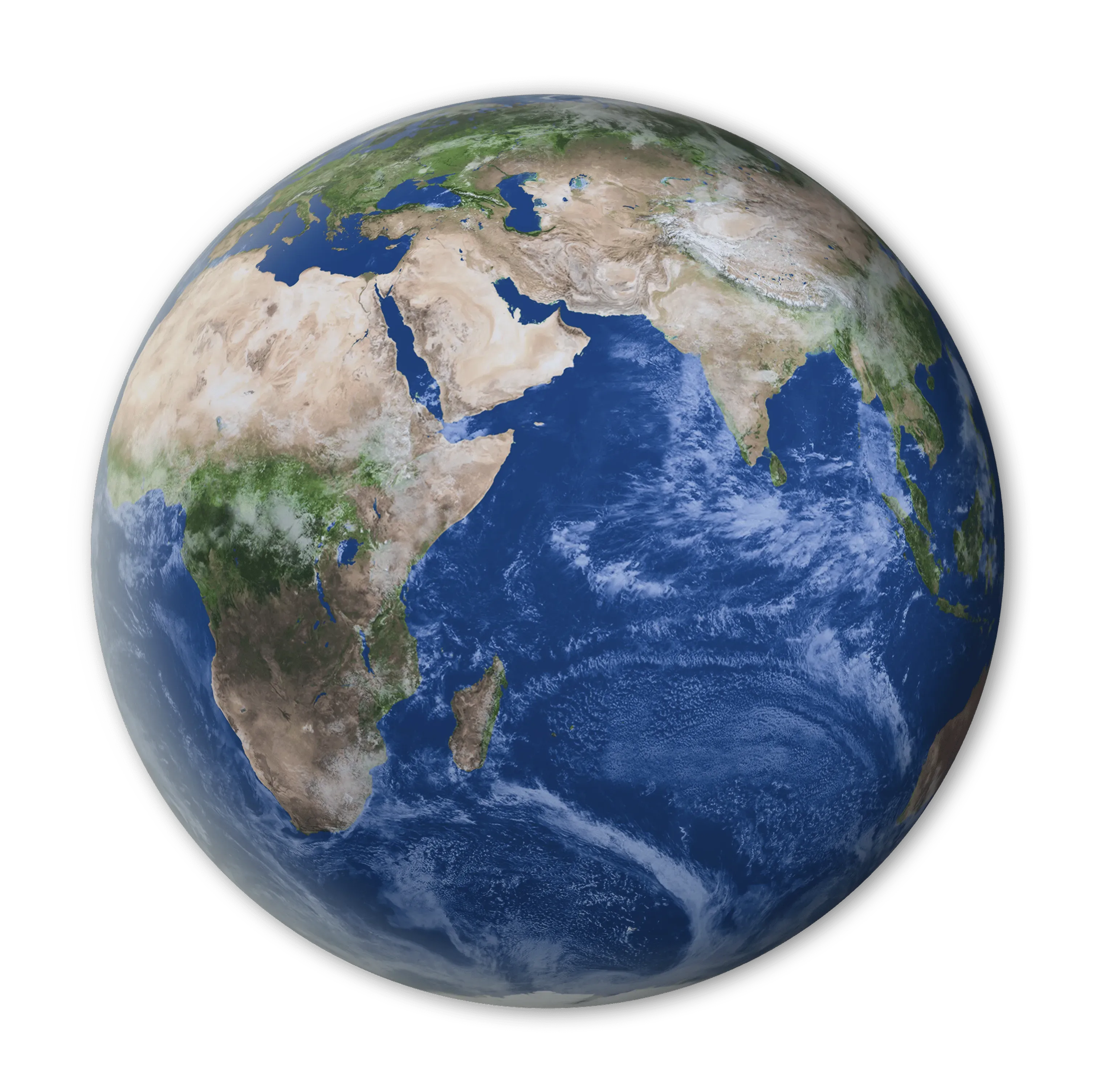 Earth globe with continents and oceans
