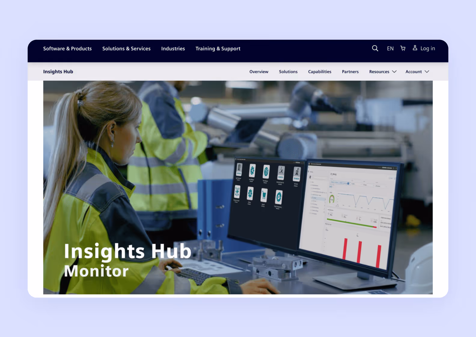 website page showcasing the company’s software suite