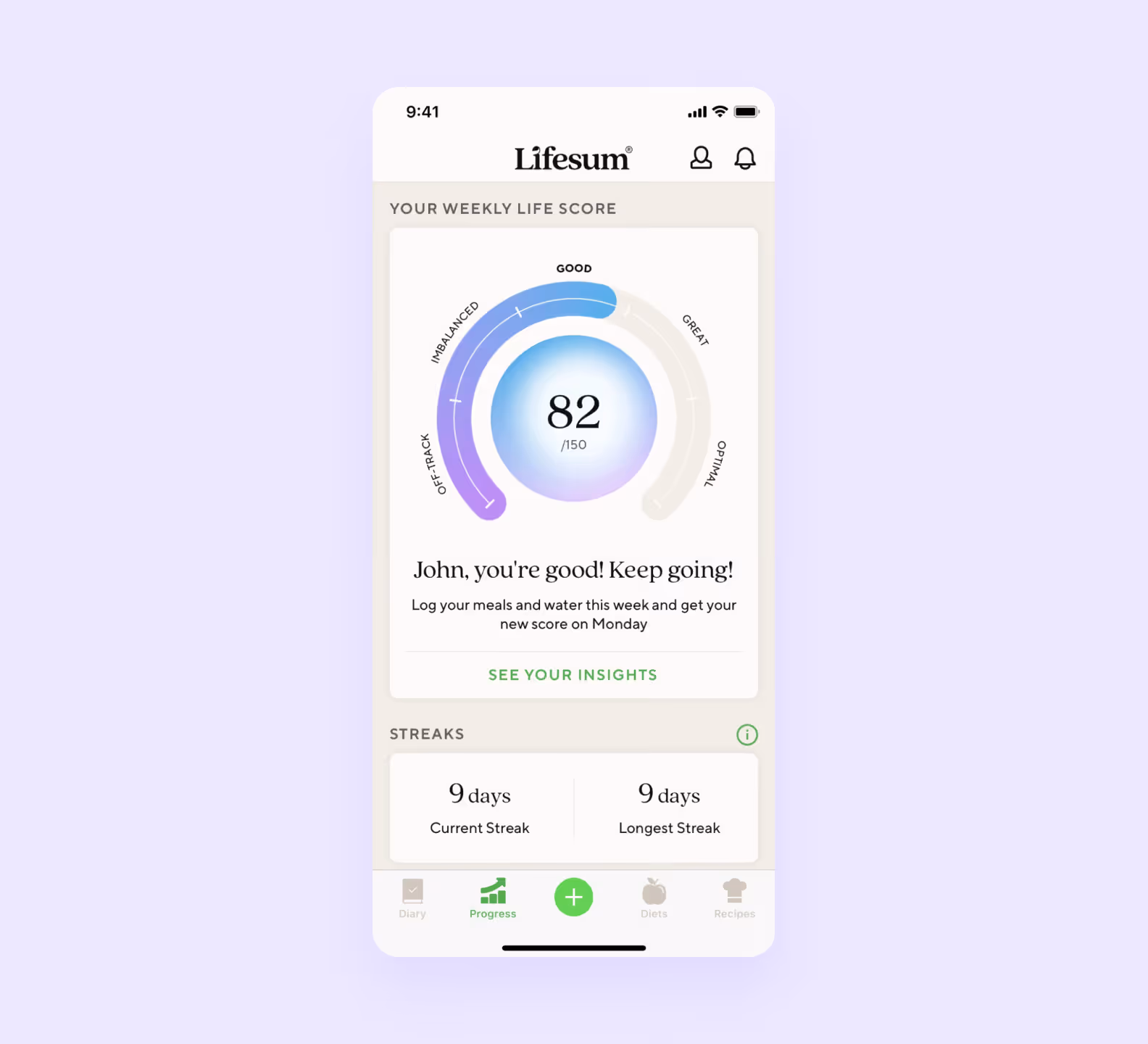 Health application progress tracker