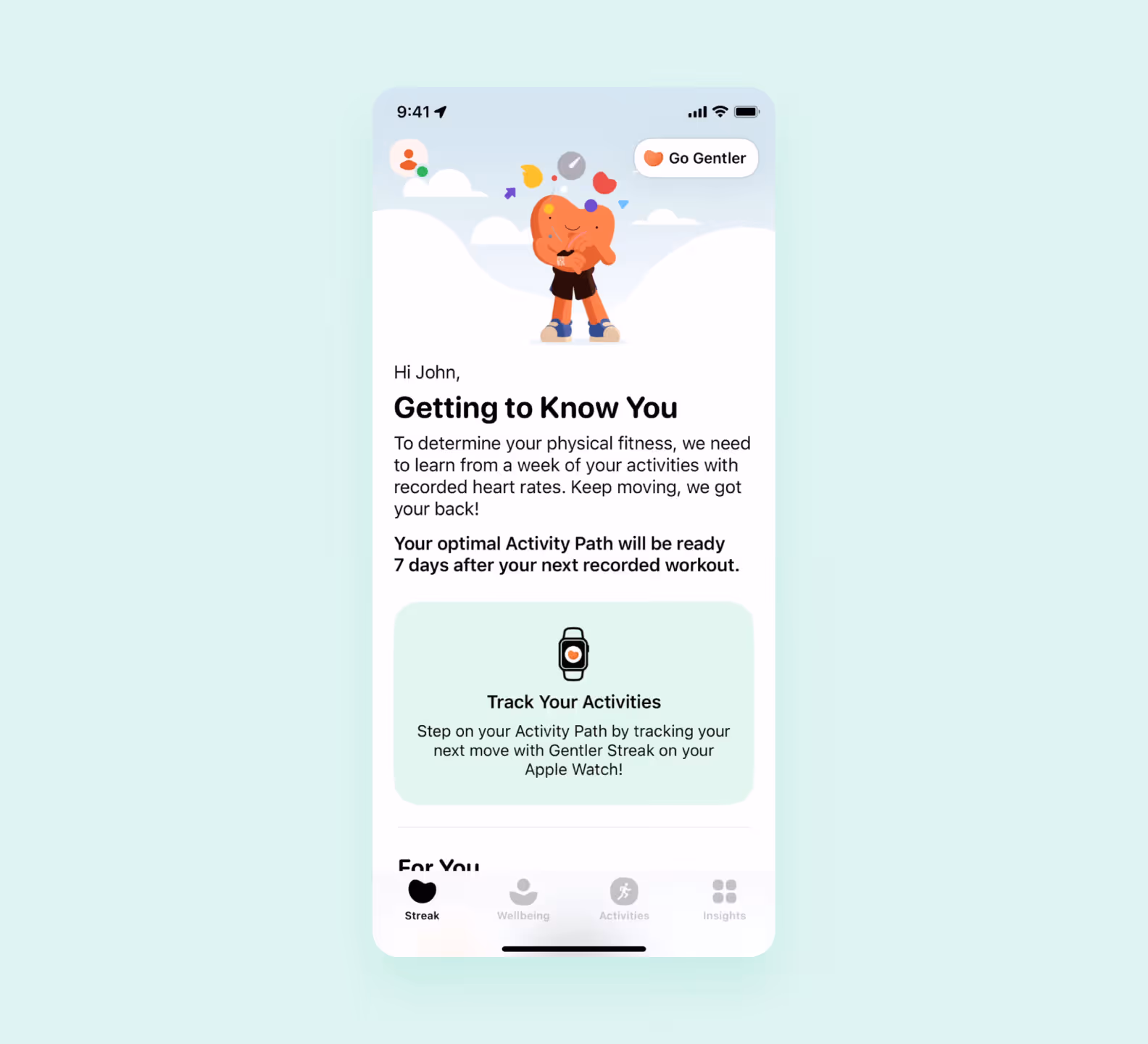 Introduction page of a health application