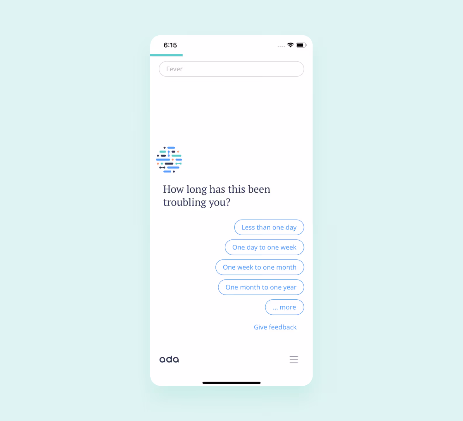 Mental health application chatbot interface