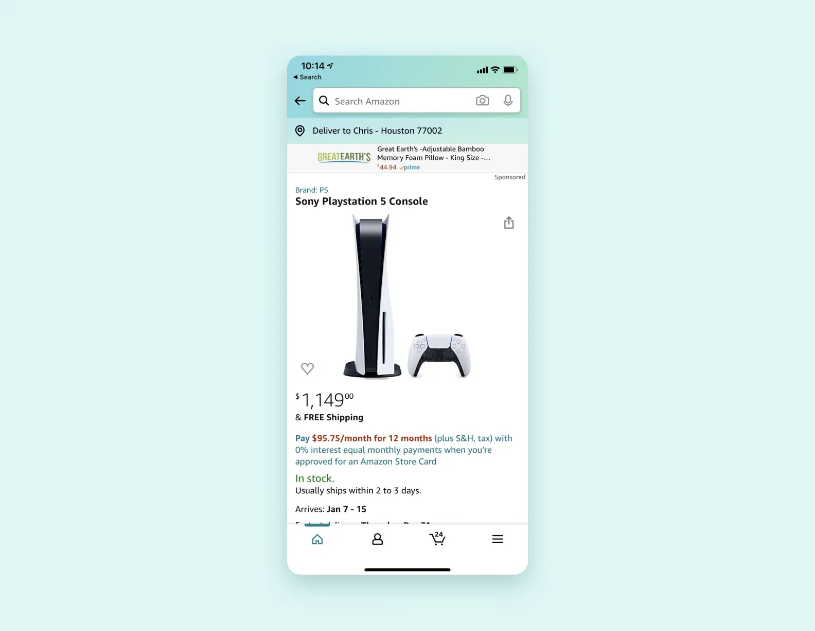Product page on the Amazon website