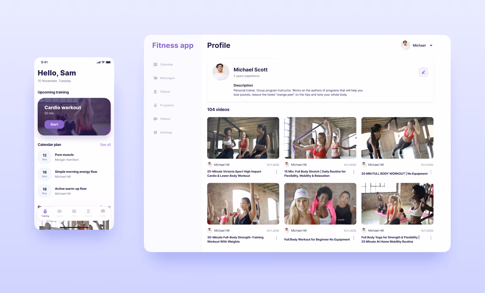 My Fitness App: web and mobile versions