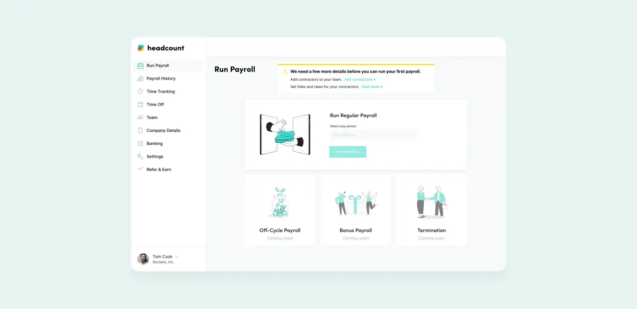 headcount b2b payroll saas mvp delivery workflow