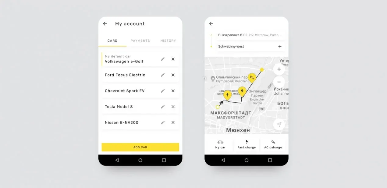 evtrip web product adapted into a mobile app