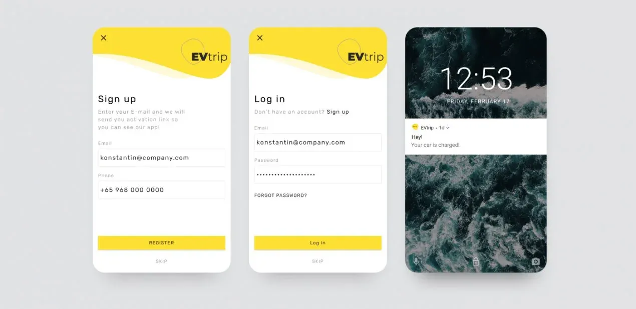 evtrip mobile app development