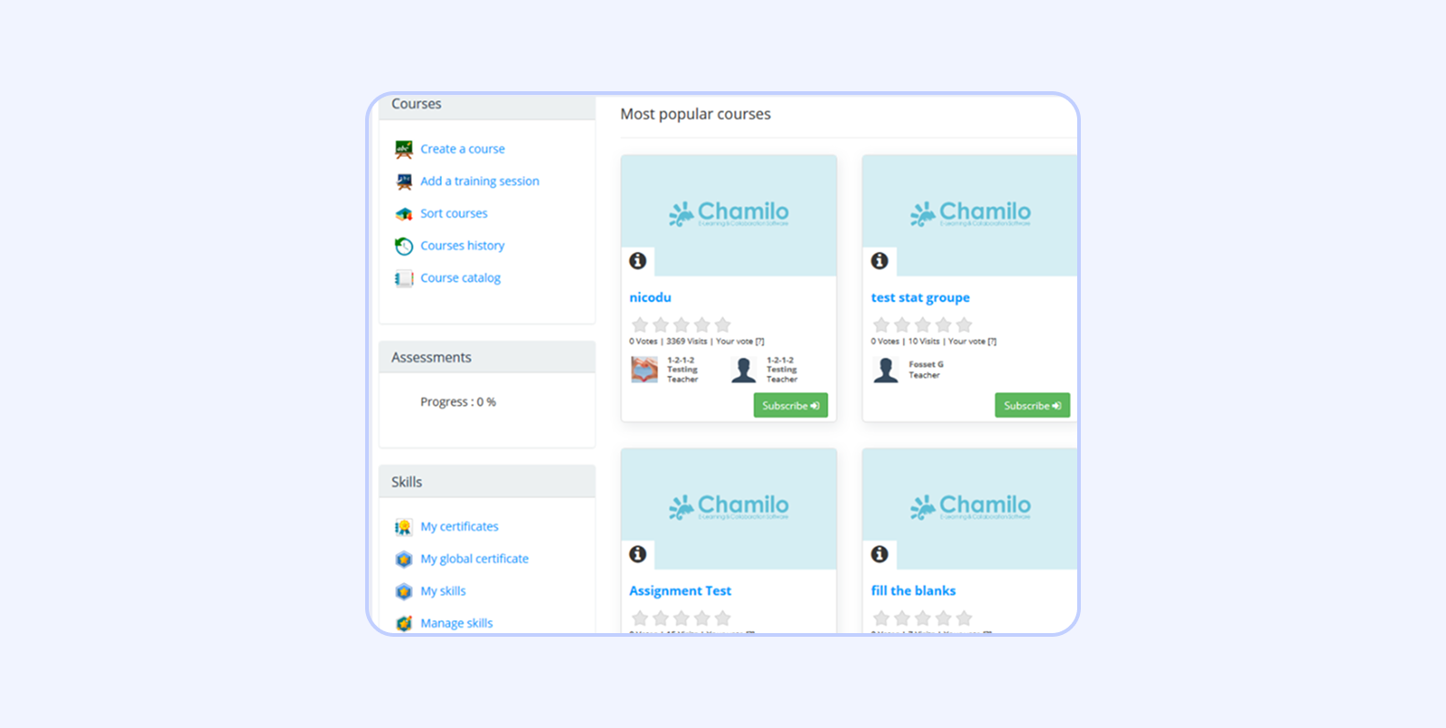 Screenshot of Chamilo LMS interface