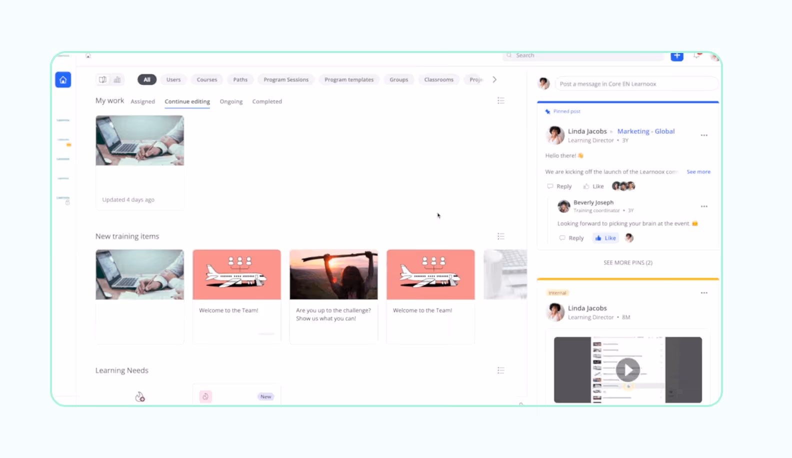 Screenshot of 360Learning LMS interface