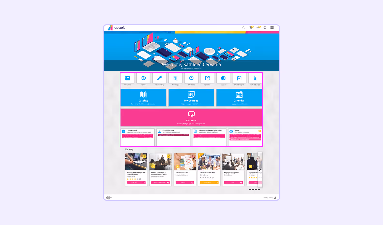 Screenshot of Absorb LMS interface