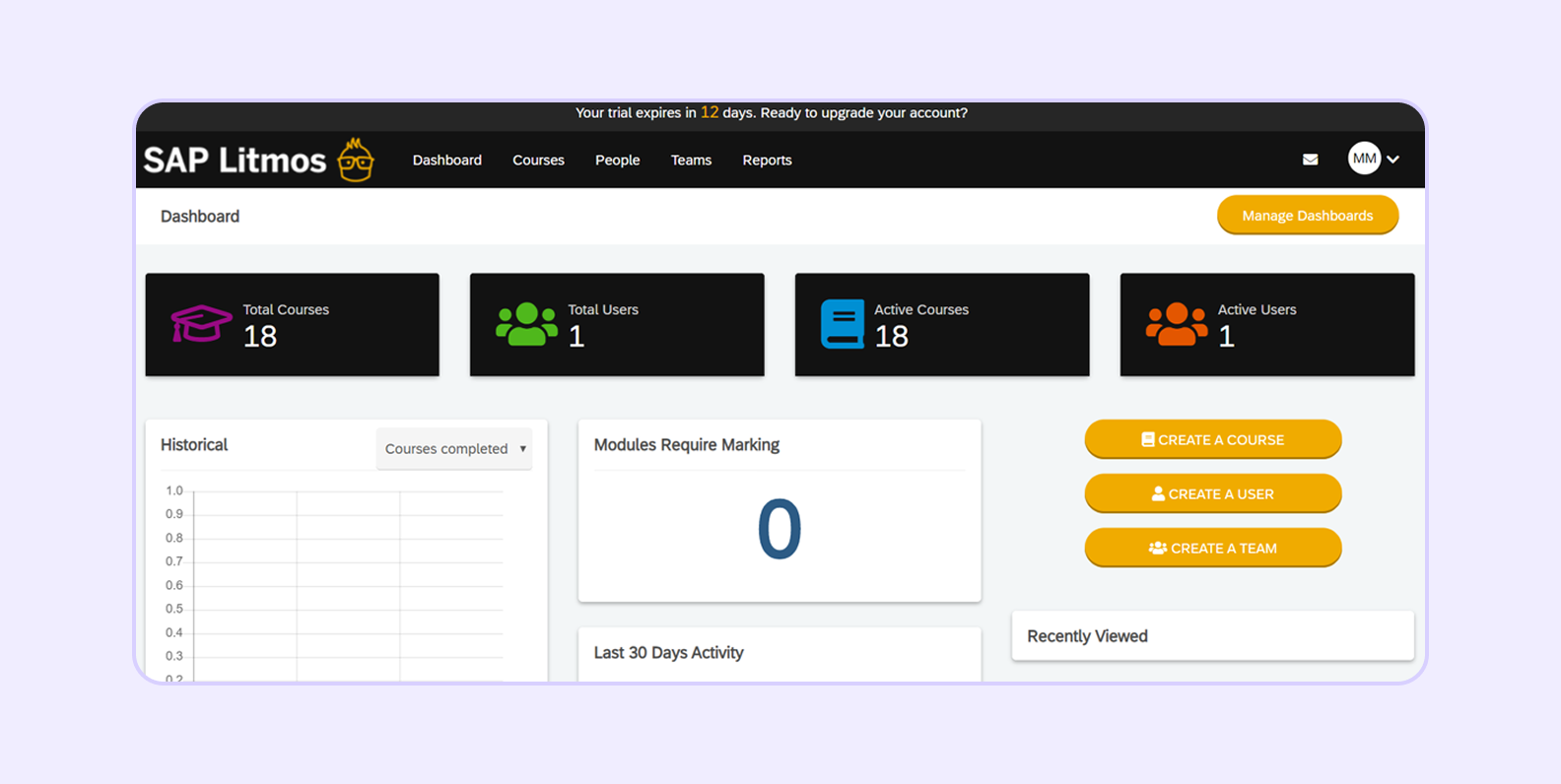 Screenshot of Litmos interface