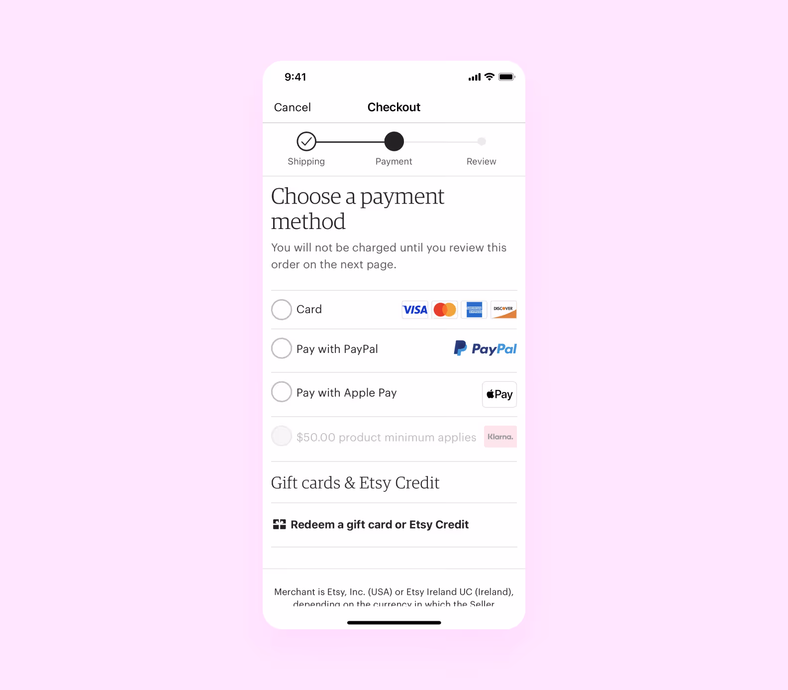  Etsy payment integration screenshot