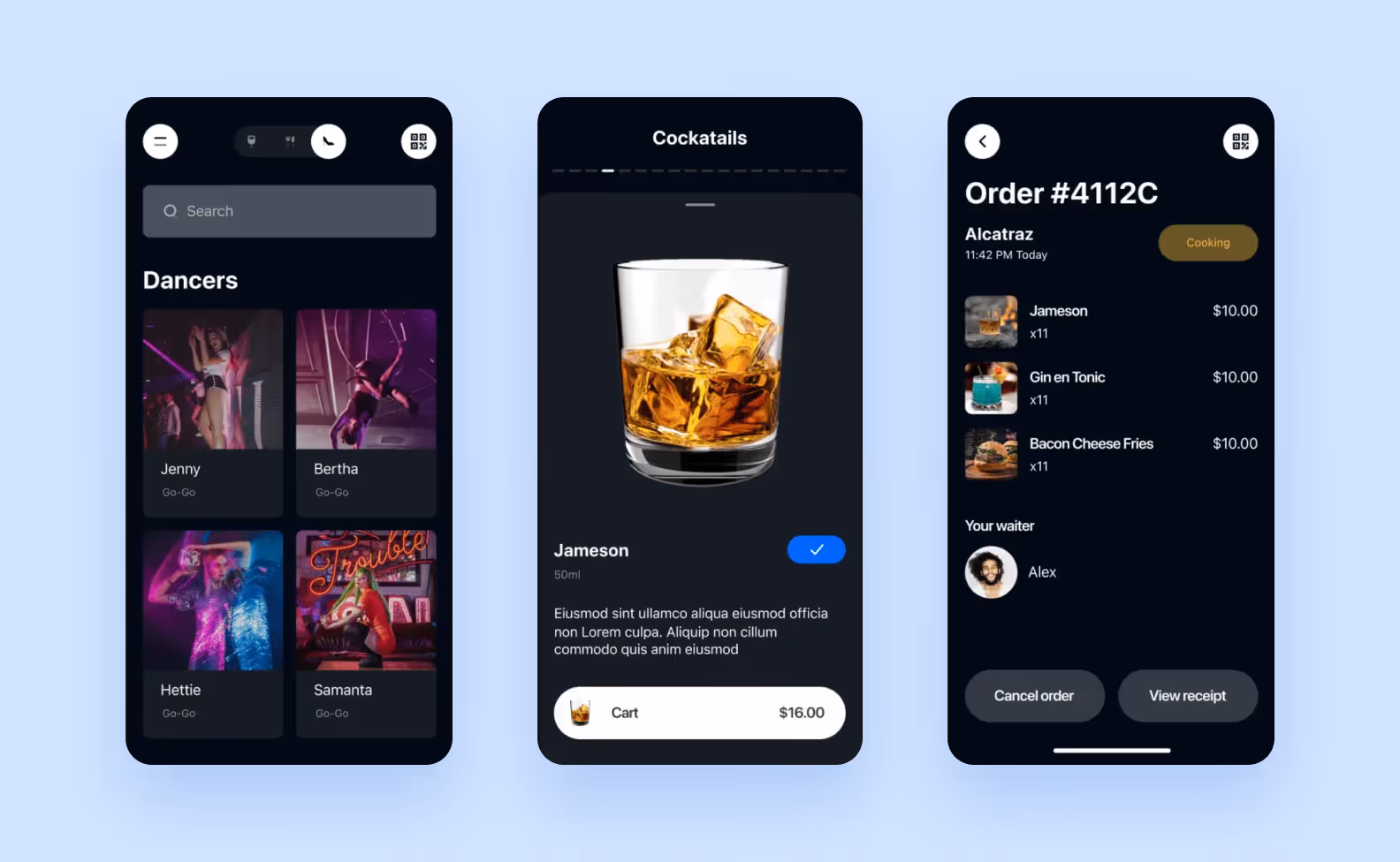 screens of NoTab, an event ecosystem app designed by Purrweb