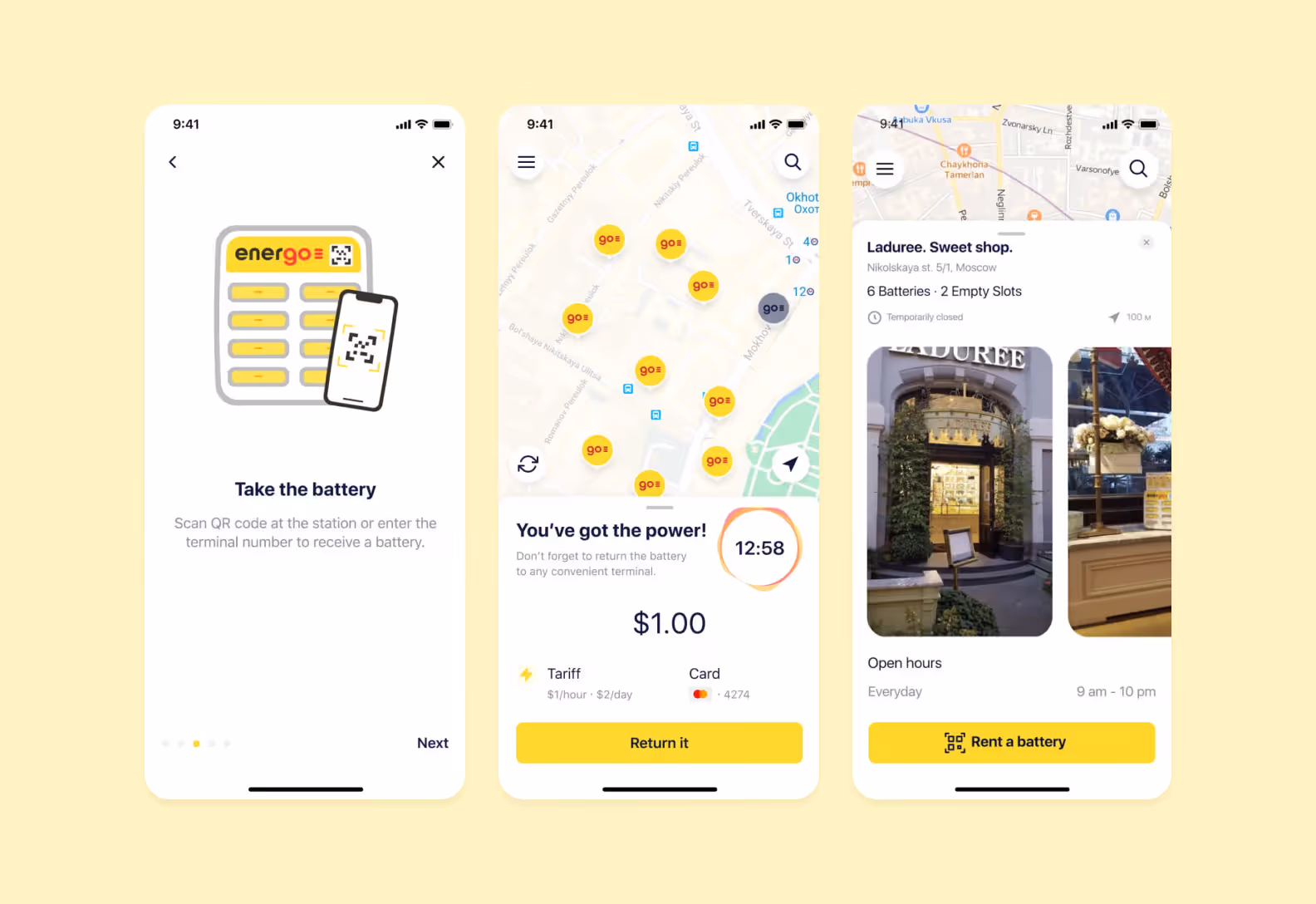 3 screenshots from an IoT-powered app developed by Purrweb
